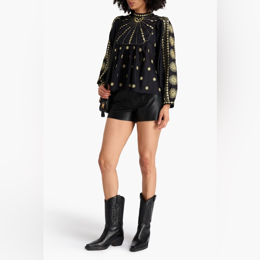 FARM Rio Black and Gold Embellished Blouse